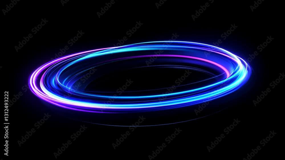 Neon light forms a spinning ring, isolated on a black background, creating a vibrant and dynamic visual Neon light forms a spinning ring, isolated on a black background, creating a vibrant and dynamic visual