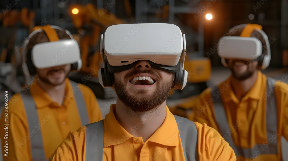 Men Wearing Virtual Reality Headsets On A Construction Site