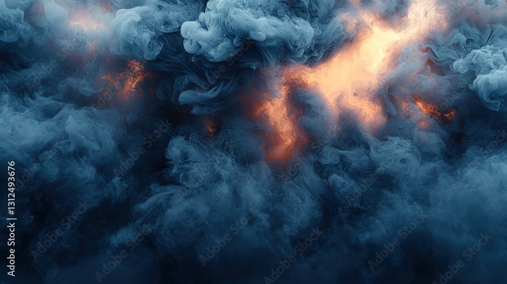 Smoky explosion in dark clouds Smoky explosion in dark clouds