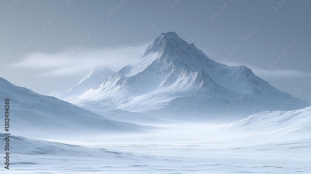 Snowy Mountain Range, Misty Landscape Snowy Mountain Range, Misty Landscape