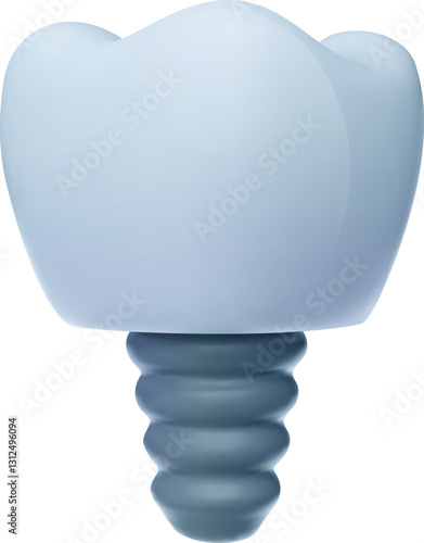 Tooth implant in 3d realistic glossy style. Bright medical design element. Minimal dental healthcare vector illustration.