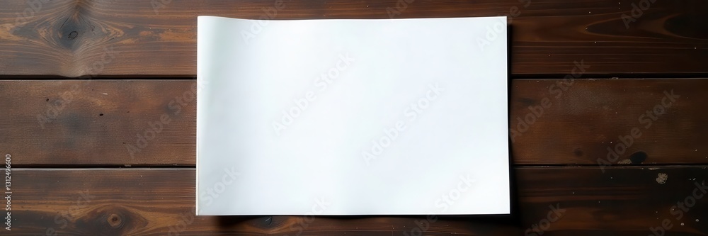Crisp white paper atop a dark stained wood tabletop , simple, office Crisp white paper atop a dark stained wood tabletop , simple, office