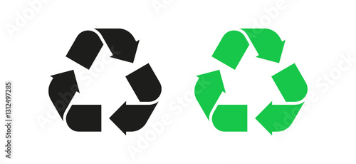 Recycle icon. Set of two recycle icons isolated on white background. A clean and modern vector illustration for eco-conscious branding, green initiatives, and zero-waste projects