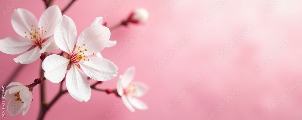 Delicate white blossoms on a soft pink backdrop, delicate, floral Delicate white blossoms on a soft pink backdrop, delicate, floral