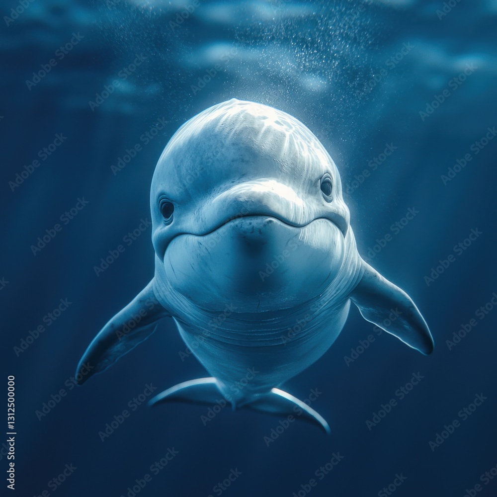 Obraz premium Magnificent dolphin swimming gracefully through the clear blue ocean water under sunshine