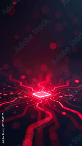 futuristic technology features red light glow dark background digital particle effects banner design