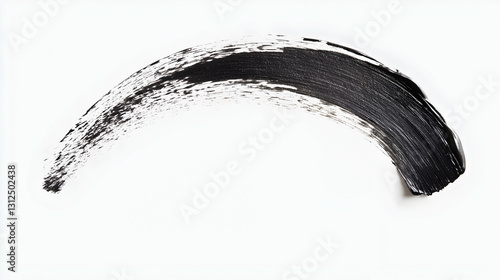 A single black brush stroke curving across a white background