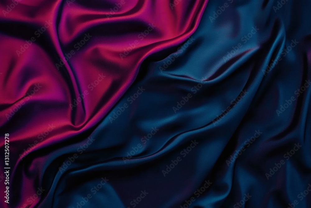 Elegant draped satin fabric in vibrant dual tone of pink and deep teal Elegant draped satin fabric in vibrant dual tone of pink and deep teal