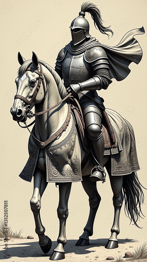 medieval knight rides horse intricately detailed engraved armor clothing medieval knight rides horse intricately detailed engraved armor clothing