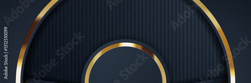Dark gold arched design, striped backdrop, luxury template