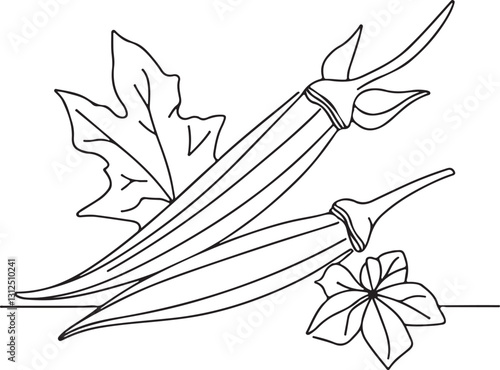 Okra Vector Illustration in Clean Line Art Style