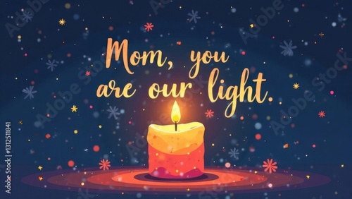 Warm candlelight tribute to mothers with inspirational message and decorative elements