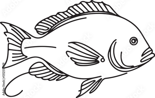 Snapper Fish Line Art Vector