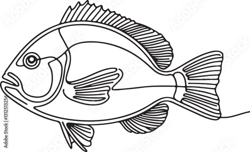Snapper Fish Line Art Vector