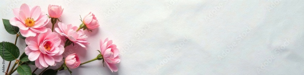 Delicate pastel floral bouquet on textured paper, blue, soft Delicate pastel floral bouquet on textured paper, blue, soft