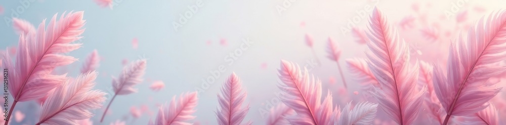 Abstract pastel feather shapes, delicate texture, image, white Abstract pastel feather shapes, delicate texture, image, white
