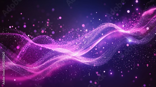 deep purple and pink abstract background with floating triangular patterns and glowing highlights, futuristic and elegant, artistic and high-tech design