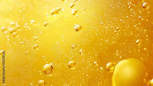 Shiny yellow oil bubbles create a textured background.  Ideal for banners, backdrops, or 3D designs.
