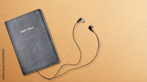 Holy Bible book on orange background