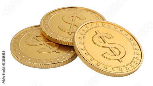 3D golden dollar coins illustration
