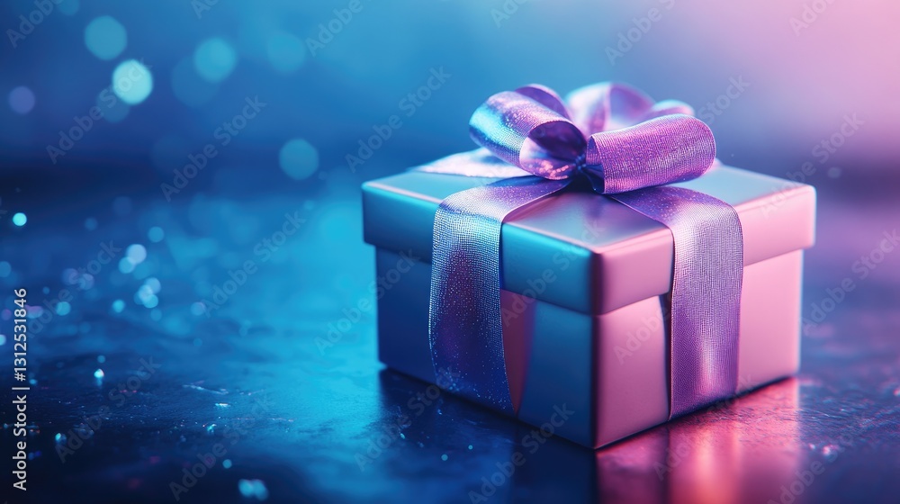 Glamorous Gift Box Under Neon Lights Glamorous Gift Box Under Neon Lights