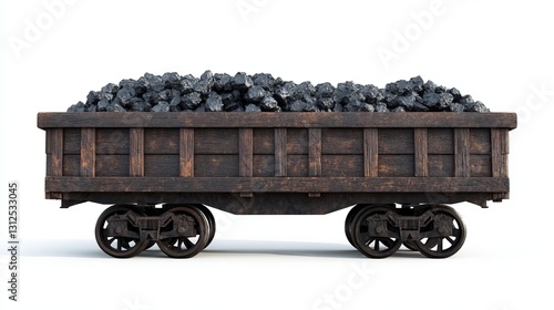 Wallpaper Mural A 3D rendering of a goods wagon filled with coal, isolated on a white background.  Torontodigital.ca