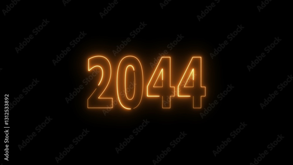 2044 Sal neon text background, Glowing neon sign in yellow colour number illustration. 2044 Sal neon text background, Glowing neon sign in yellow colour number illustration.