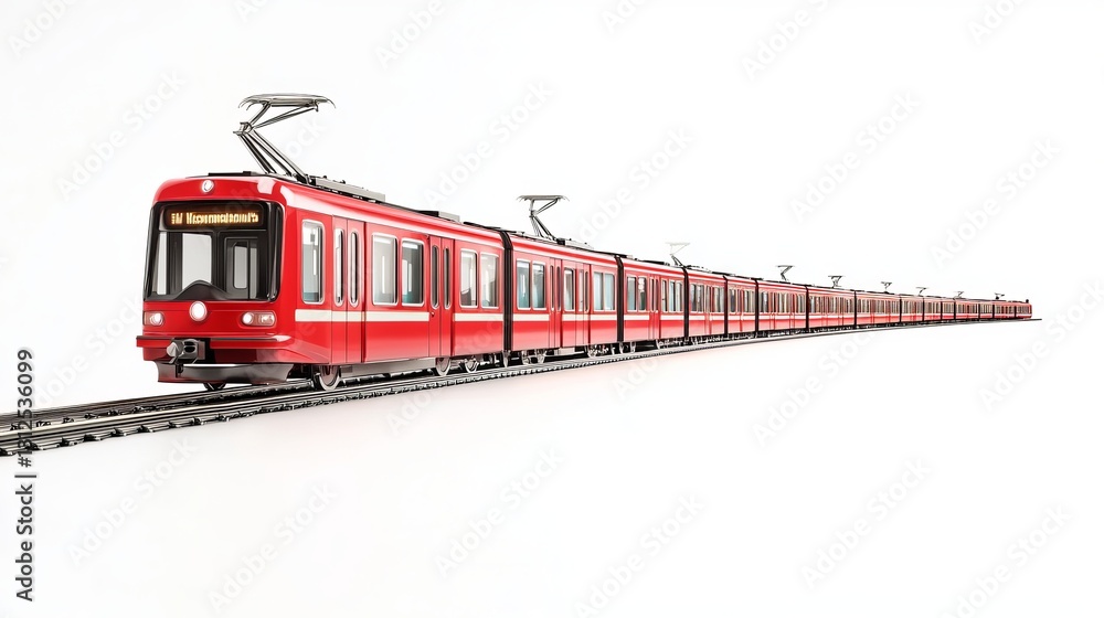 A close-up of a trackless sightseeing tourist train in an old-fashioned retro design, isolated on a white background with a clipping path A close-up of a trackless sightseeing tourist train in an old-fashioned retro design, isolated on a white background with a clipping path