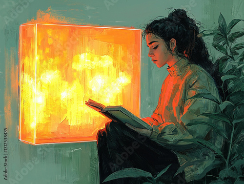 A serene depiction of a lig...