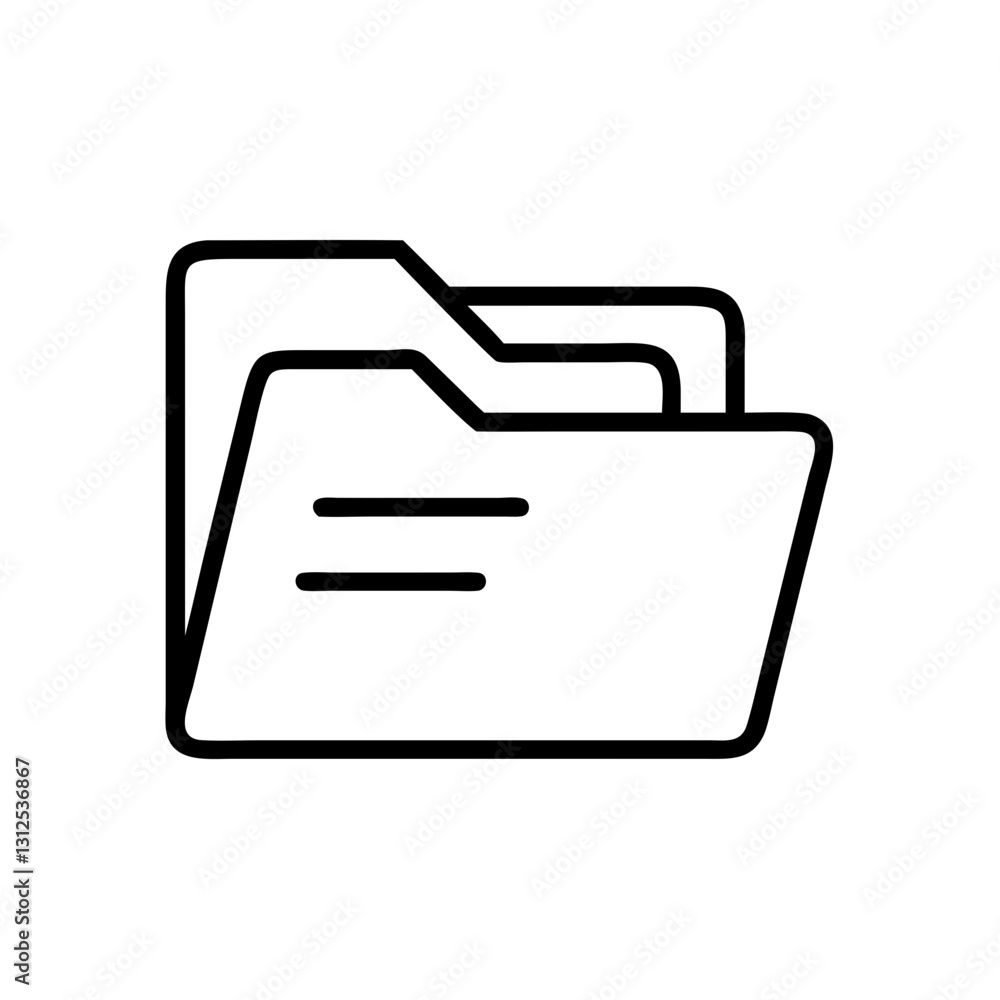 File folder icon with simple lines, organizational concept File folder icon with simple lines, organizational concept
