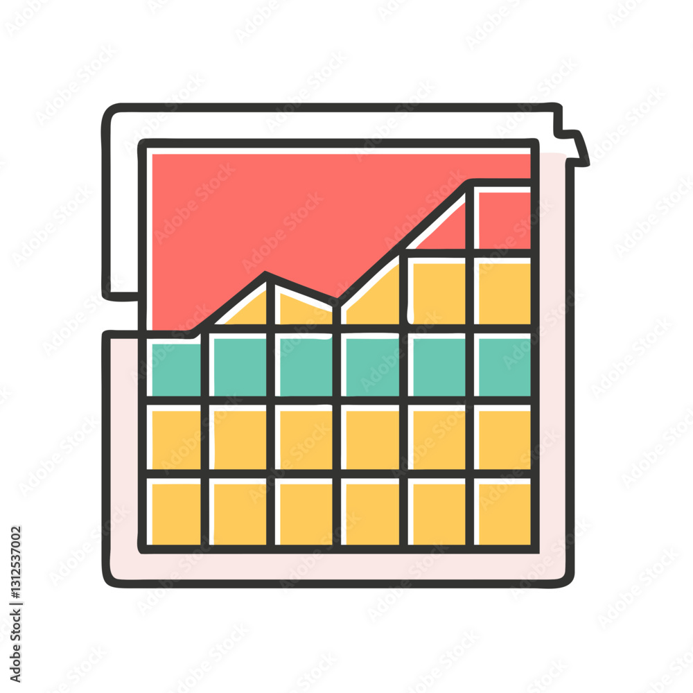 Graph paper icon with colorful chart, data visualization concept Graph paper icon with colorful chart, data visualization concept