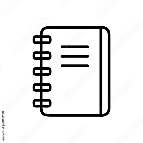 Spiral notebook icon displaying simplicity, functional stationery concept