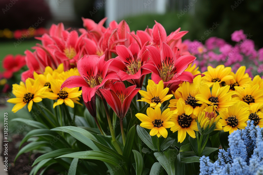 A vivid texture showcasing elements of spring like flowers and foliage. A vivid texture showcasing elements of spring like flowers and foliage.
