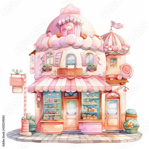 Whimsical Pink Candy Shop Illustration photo