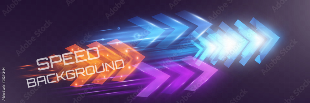Obraz premium Futuristic speed background with glowing arrows, motion blur, digital technology concept, fast-moving elements, dynamic light trails, high-tech energy flow, acceleration effect, sci-fi motion design. 