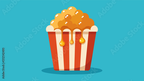 Sweet and salty popcorn drizzled with gooey caramel sauce.. Vector illustration