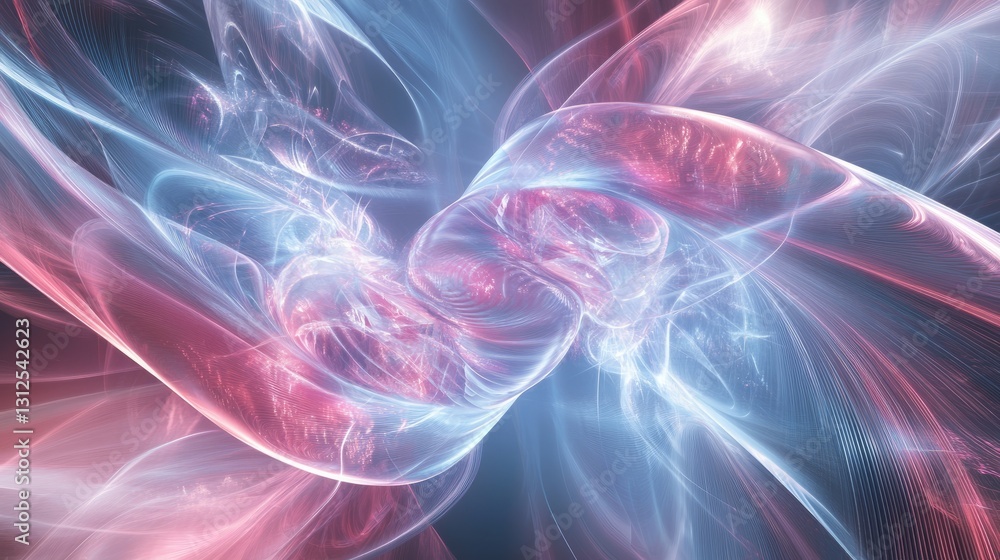 Obraz premium dynamic pink and blue abstract design with curved waveforms and soft light reflections, artistic and futuristic, modern and playful composition