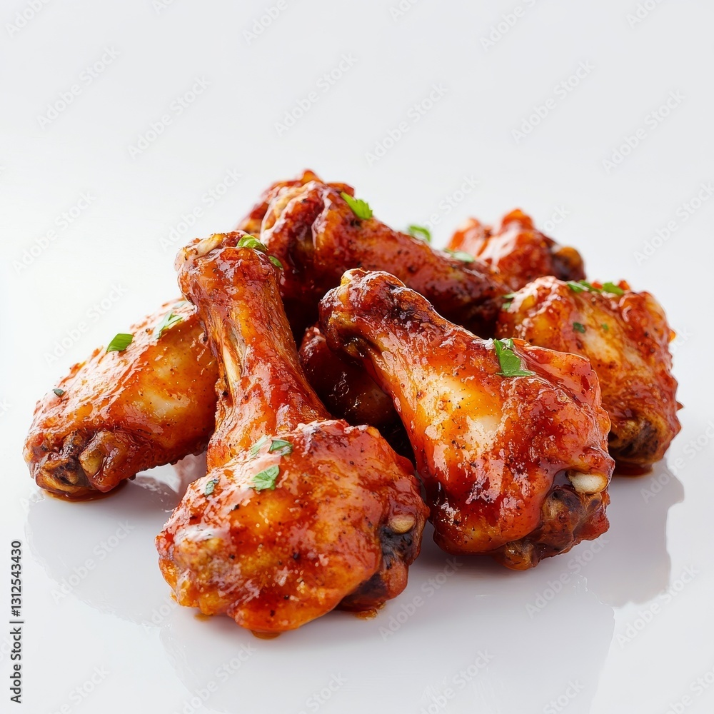 buffalo wings with a reflection on a glossy surface, modern food presentation, isolated on white background buffalo wings with a reflection on a glossy surface, modern food presentation, isolated on white background