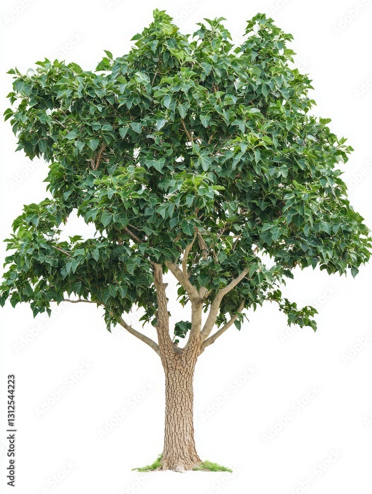 Broadleaf Sweetgum Tree with Corky Bark on White Background Broadleaf Sweetgum Tree with Corky Bark on White Background