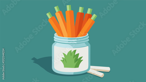 Veggie sticks and glutenfree ranch dip served in a mason jar perfect for an easy and portable glutenfree snack.. Vector illustration