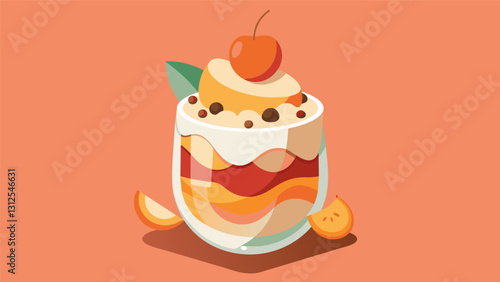 Your favorite summer fruit peaches layered with homemade cinnamon granola and creamy vanilla yogurt for a parfait that is sure to be a hit with. Vector illustration