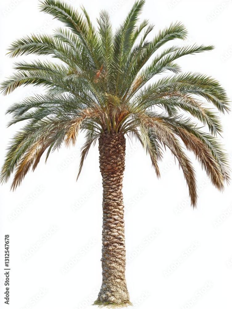 Obraz premium Lush Date Palm Tree with Thick Trunk and Vibrant Green Leaves