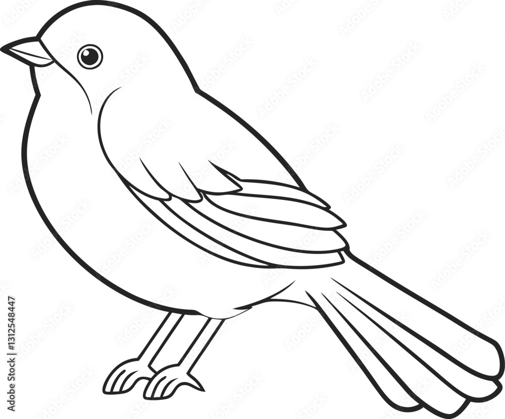 Obraz premium Outline Drawing of Two Birds with Leaf on White Background