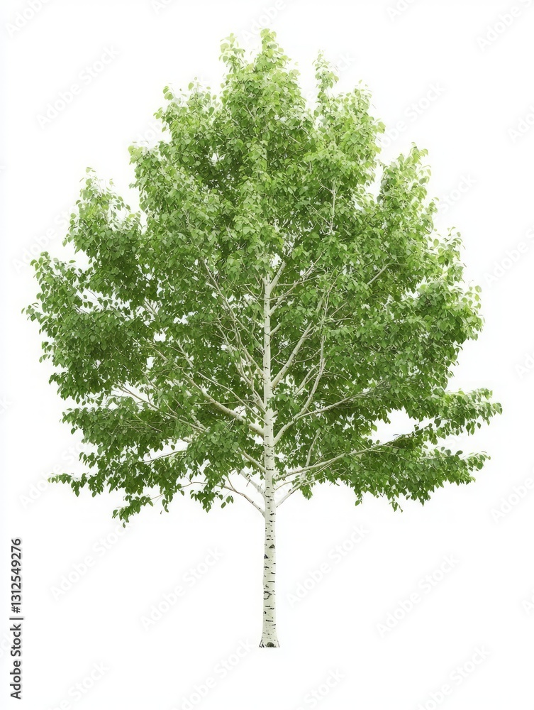 Naklejka premium Symmetrical Beech Tree Isolated on White Background