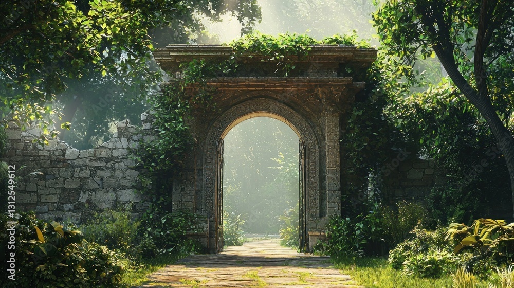 Obraz premium Ancient Gate and Greenery Nature