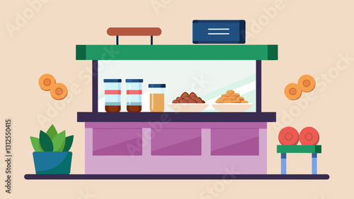 The snack bar also has a section for homemade energy bars and bites made with whole ingredients and free of added sugars making it easy for employees. Vector illustration