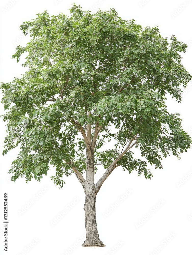 Obraz premium Wide Ash Tree with Ridged Bark and Abundant Green Leaves