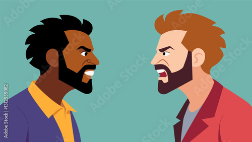 Tensions rise between two Gen X directors as they argue over whether their film should tackle issues of race and inequality or simply stick to satire and comedy.. Vector illustration