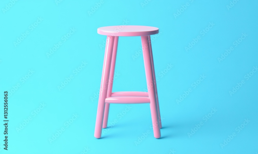 Pink Stool on a Blue Background Pink Stool on a Blue Background