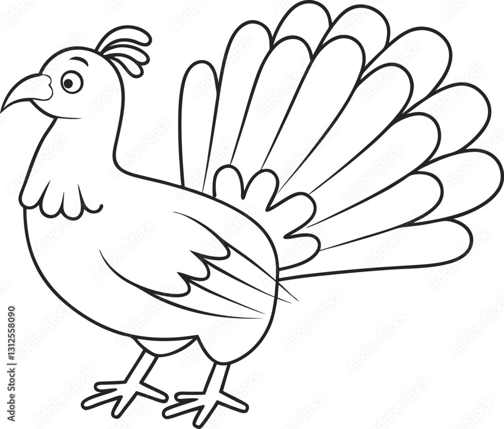 Outline Illustration of a Peacock with Spread Feathers for Coloring Pages Outline Illustration of a Peacock with Spread Feathers for Coloring Pages